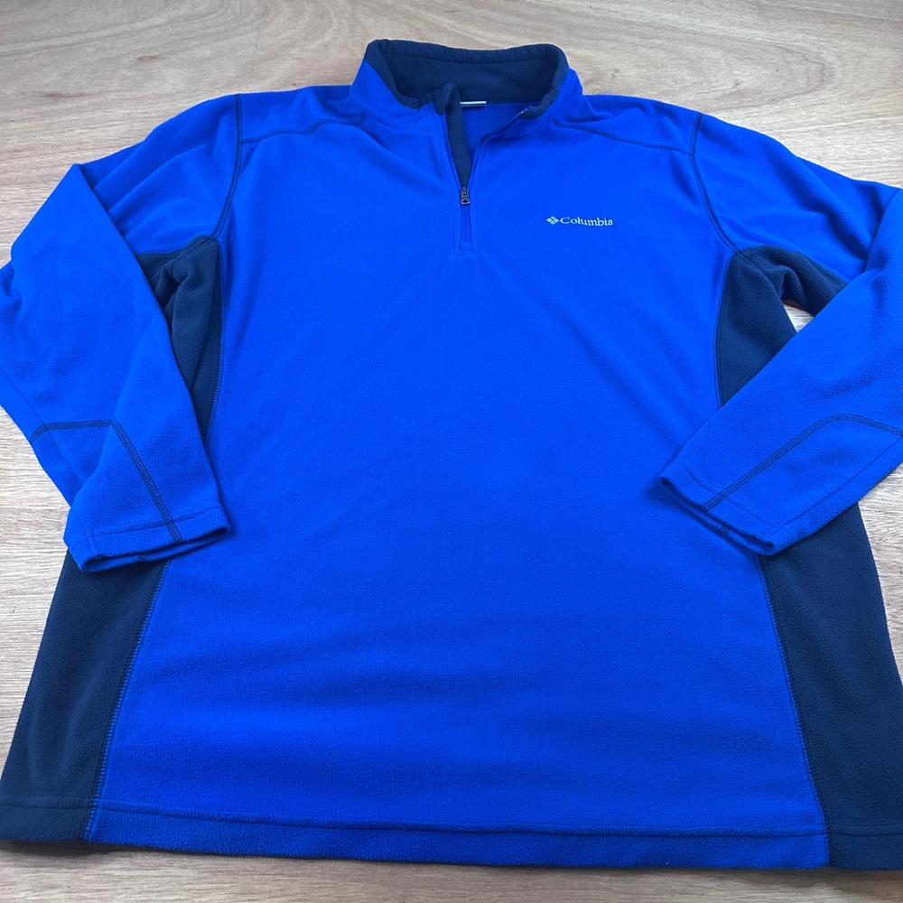 Columbia Sportwear Co Fleece Pullover Blue Black 1/4 Zip Men's XL
